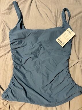 Athletea Blue Ruched Tankini Top